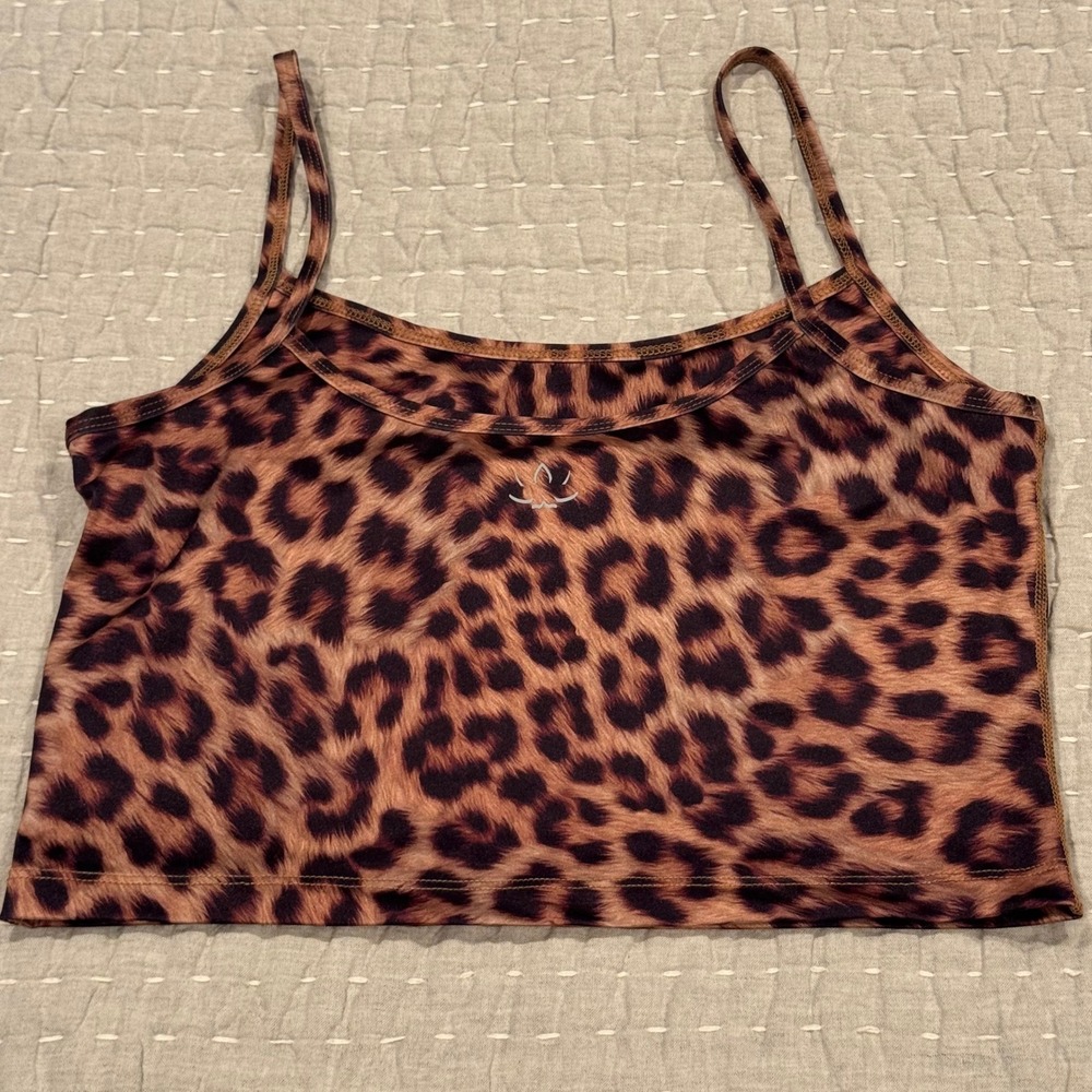Beyond Yoga Truly Cropped Tank Leopard Print Top Bra Large Active Athleisure - Picture 2 of 4
